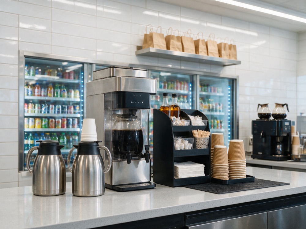 Commercial coffee brewing station